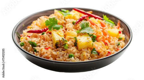 Pineapple Fried Rice on isolated on transparent png background. Generative ai