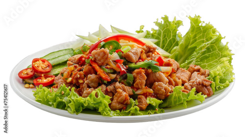 Spicy Pork Salad on isolated on transparent png background. Generative ai © ideaCuz Studio