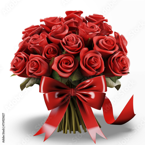 bouquet of red roses with ribbon