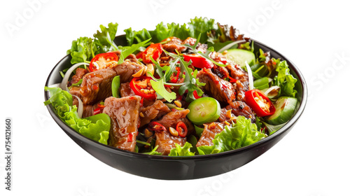 Spicy Pork Salad on isolated on transparent png background. Generative ai © ideaCuz Studio