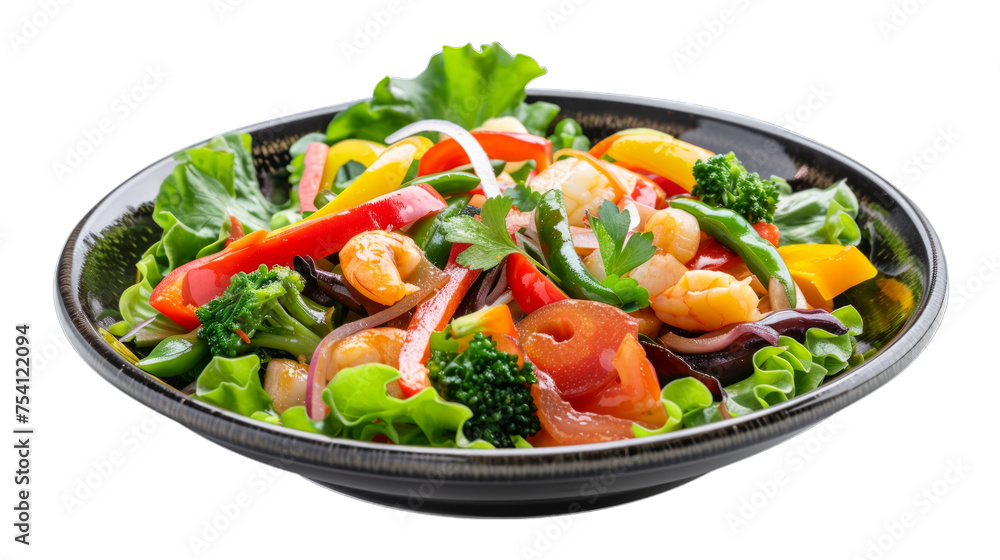 Stir-Fried Mixed Vegetables on isolated on transparent png background. Generative ai