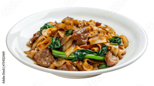 Pad See EwStir-Fried Noodles with Soy Sauce on isolated on transparent png background. Generative ai