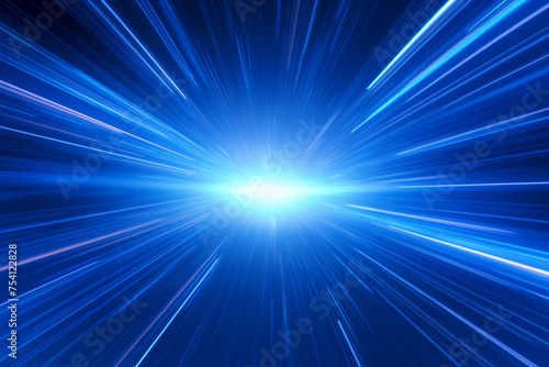 Light speed, hyperspace, space warp background, in blue