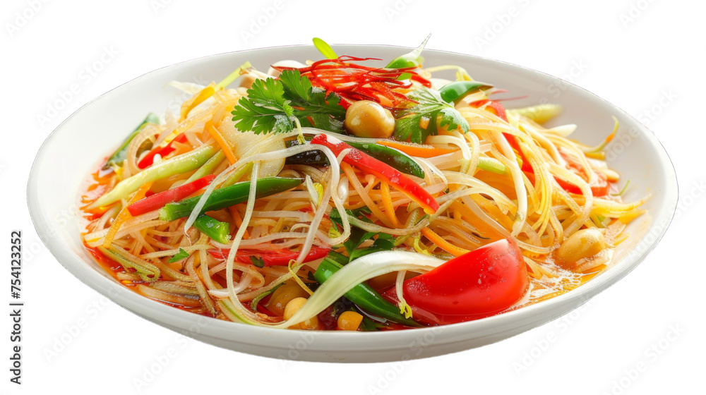 Papaya Salad , Som Tum on isolated on transparent png background. Generative ai