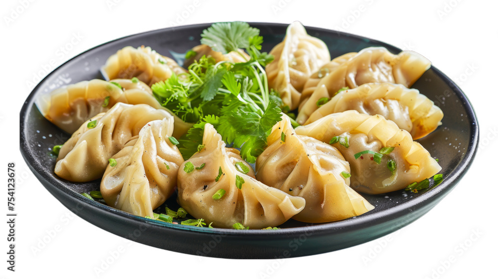 Steamed dumplings on isolated on transparent png background. Generative ai Steamed dumplings on isolated on transparent png background. Generative ai
