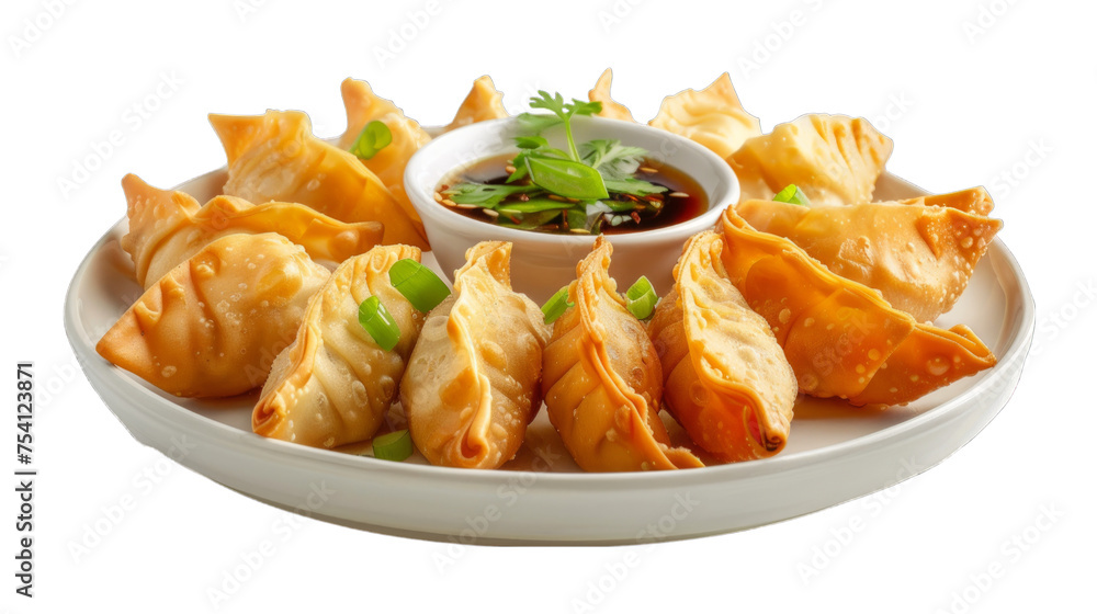 Wontons on isolated on transparent png background. Generative ai Wontons on isolated on transparent png background. Generative ai
