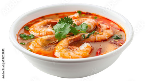 Spicy Shrimp Soup on isolated on transparent png background. Generative ai
