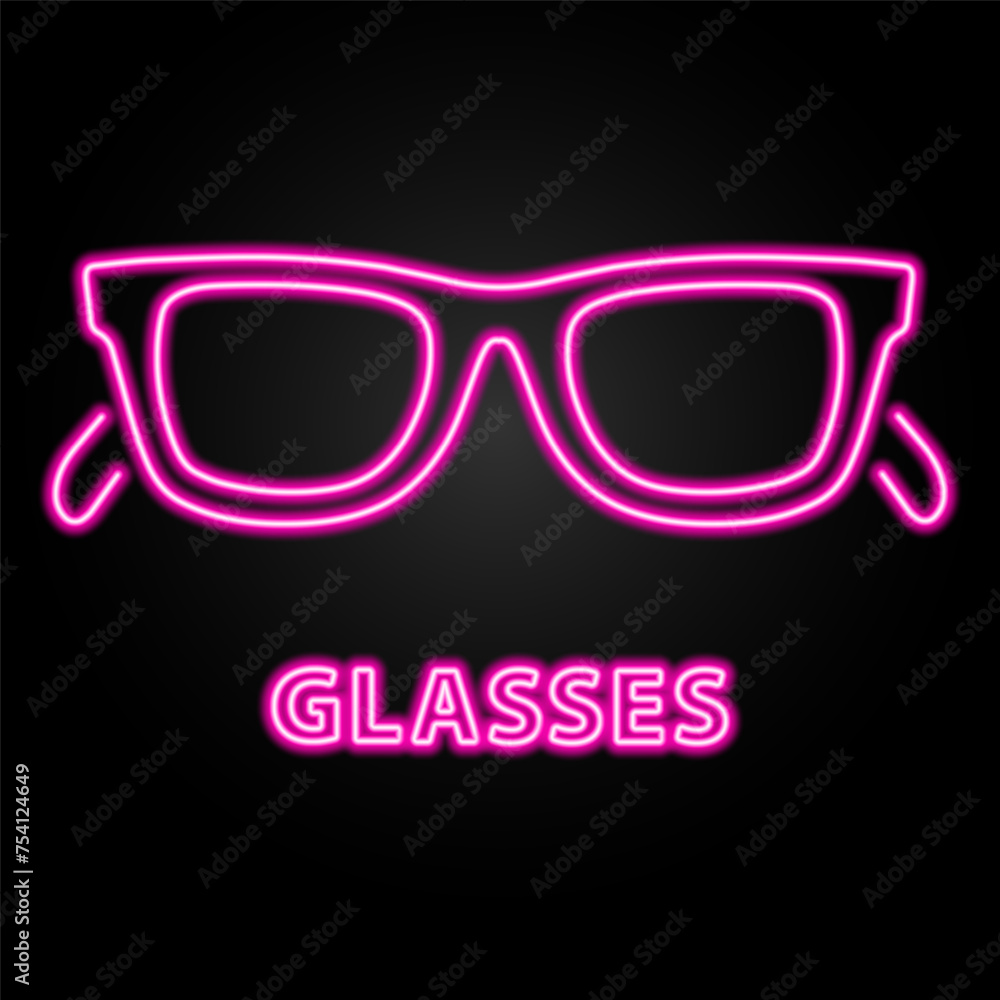 glasses neon sign, modern glowing banner design, colorful modern design trend on black background. Vector illustration. glasses neon sign, modern glowing banner design, colorful modern design trend on black background. Vector illustration.