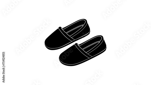 Women's slippers, black isolated silhouette