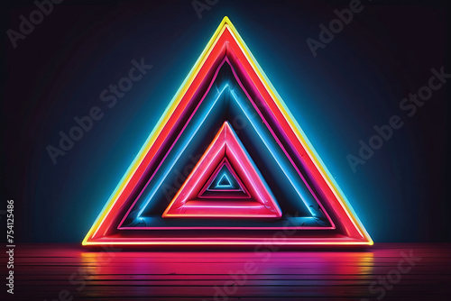 abstract triangle background, neon smoky background, AI Generative photo