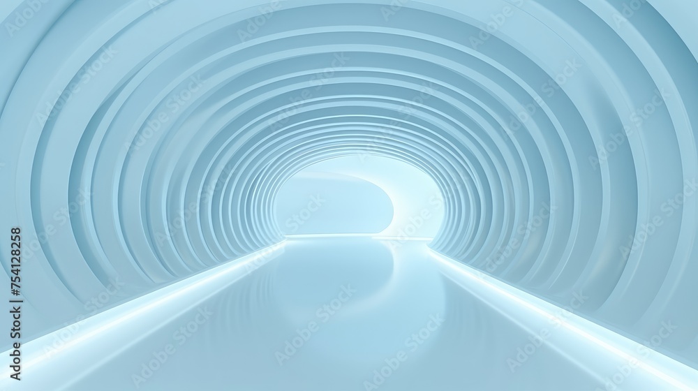 Obraz premium Futuristic Circular Tunnel with Soft Blue Lighting