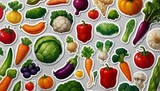 Sticker cartoon of various types of vegetable