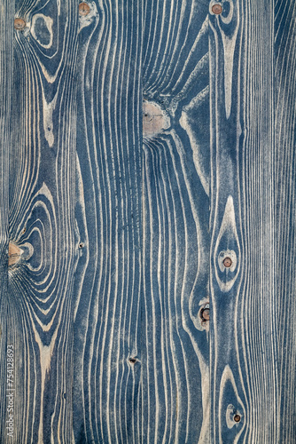 Blue Wooden Texture with Prominent Grains and Knots