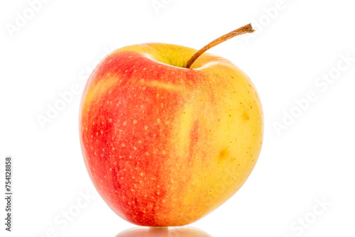 One yellow apple  macro  isolated on a white background