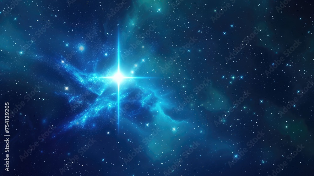 Radiant Star Burst in Deep Space Galaxy - obrazy, fototapety, plakaty 