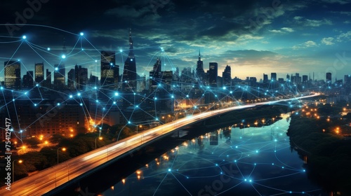Conceptual image of a cityscape interconnected with high-speed internet, symbolizing communication