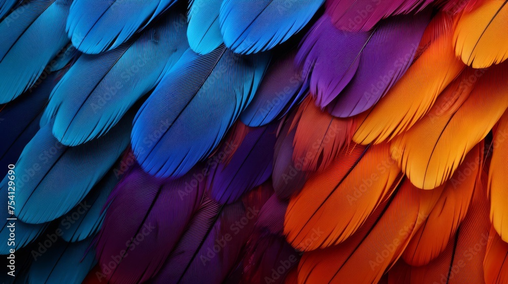 Fototapeta premium Close-up view of beautiful rainbow feathers