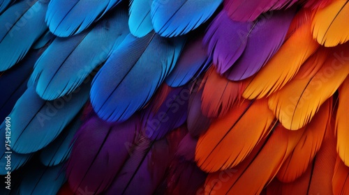 Close-up view of beautiful rainbow feathers