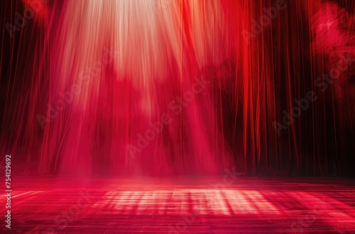 Dramatic Red Stage Curtains and Lighting Effect