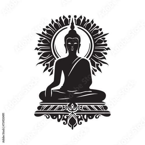 vector design illustration of the silhouette of a man meditating