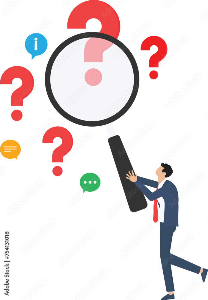 Man holding magnifying glass and looking for answer. Concept of frequently asked questions, query, investigation, search for information
Man holding magnifying glass and looking for answer. Concept of frequently asked questions, query, investigation, search for information