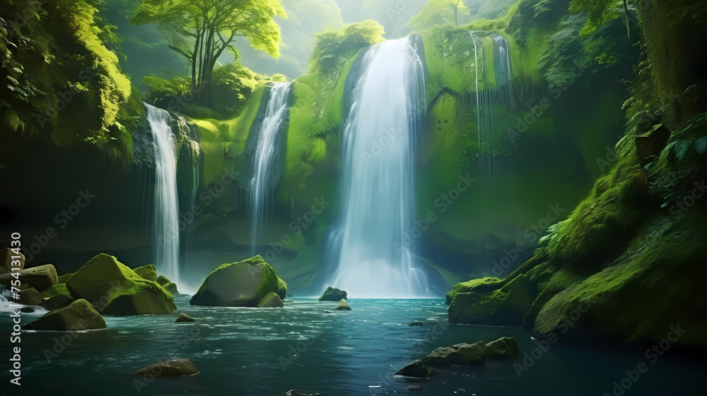 Beautiful waterfall in the forest Beautiful waterfall in the forest