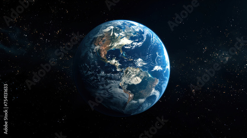 Close up of planet earth globe in space background.