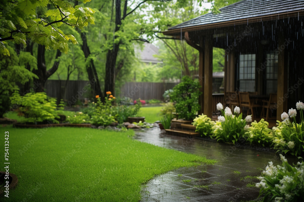 Spring rain yard, Beautiful lawn Spring rain yard, Beautiful lawn