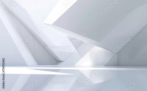 Futuristic White Geometric Abstract Interior Design