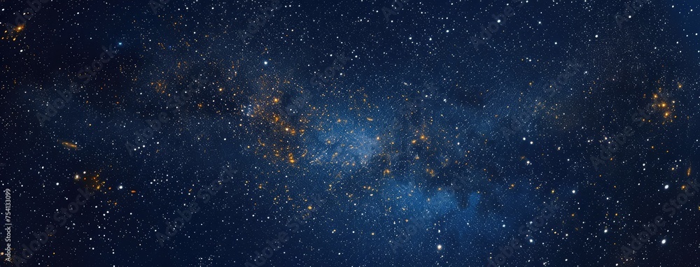 Starry Night Sky with Milky Way Galaxy Panorama - obrazy, fototapety, plakaty 