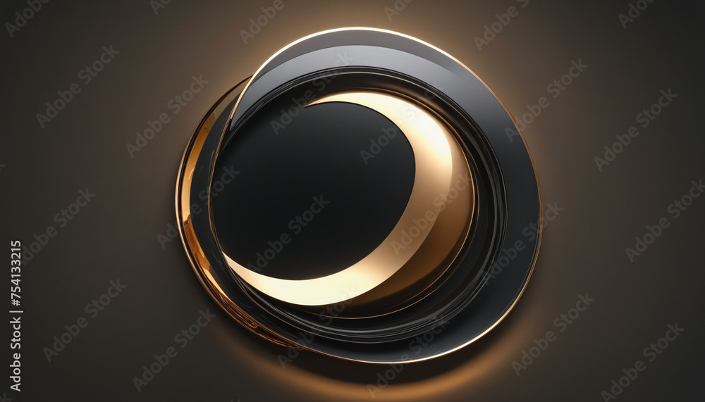 solar eclipse in black and bronze abstract colorful shape, 3d render style, isolated on a transparent background - obrazy, fototapety, plakaty 
