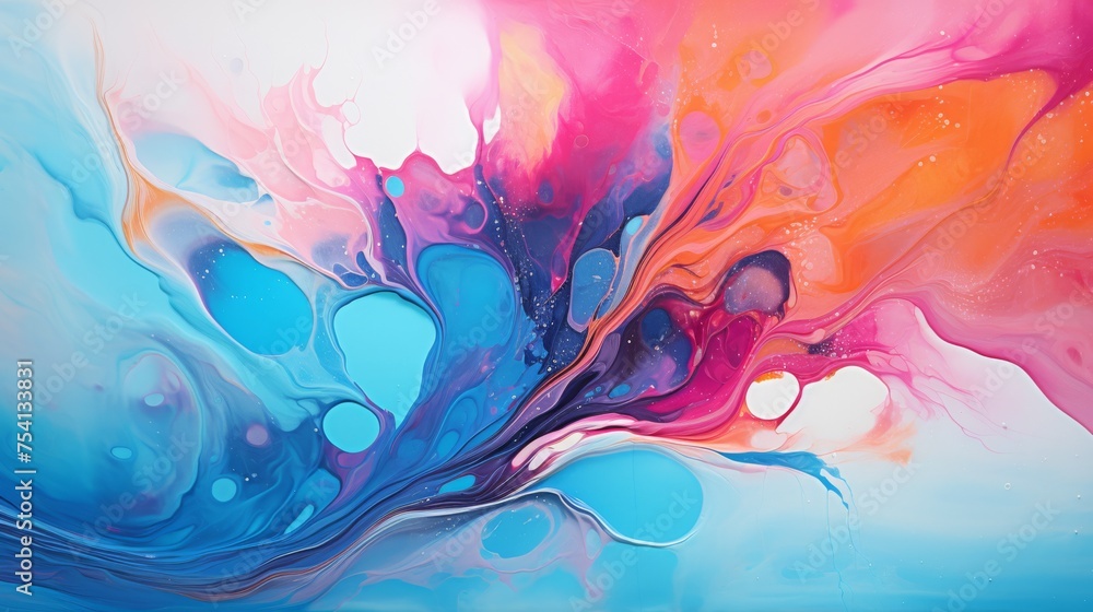 Obraz premium Vibrant acrylic pour art, fluid, abstract expression