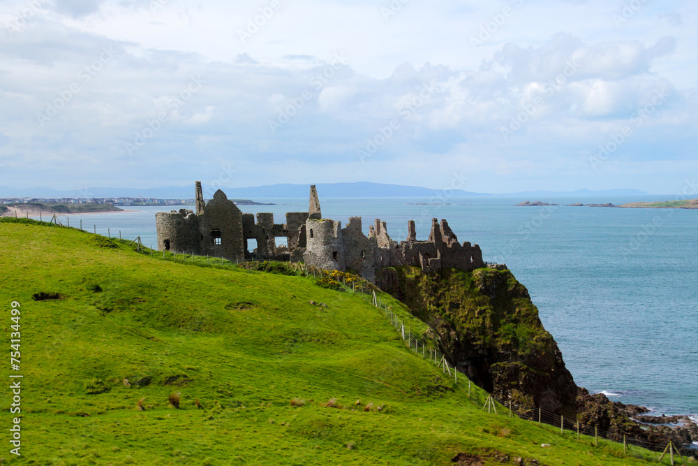 Dunluce Castle is one of the largest ruins of a medieval castle in Ireland
