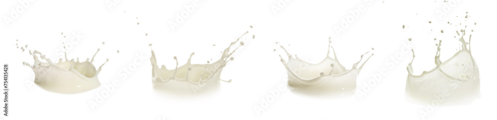 Splashes of milk isolated on white, set Splashes of milk isolated on white, set