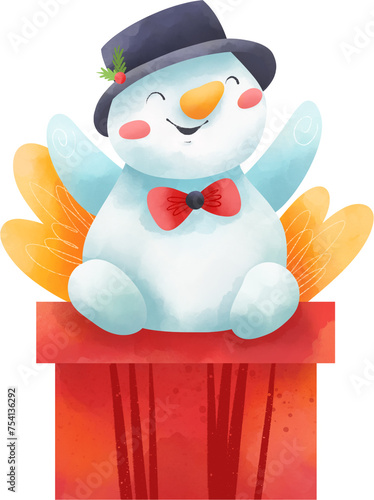 cute snowman, illustration on white background