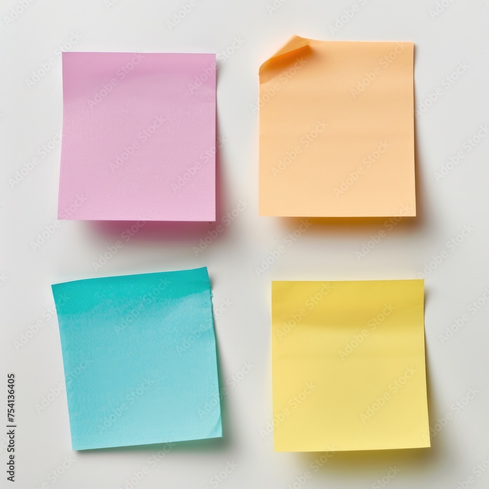 Blank Sticky Notes with Copy Space. Plain Adhesive Memo Message with Empty Copy Space for Text