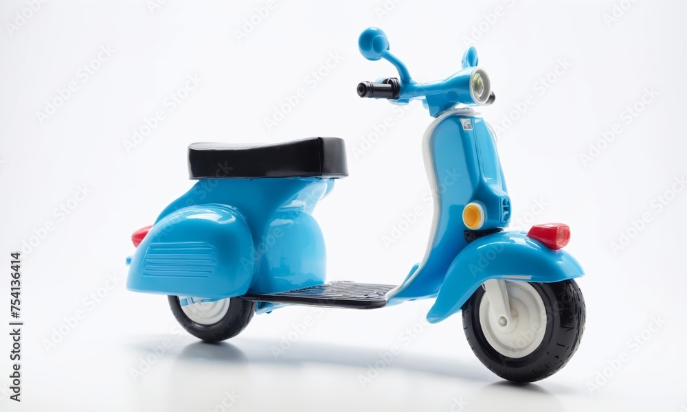 Classic blue scooter isolated on white background. 3d rendering.