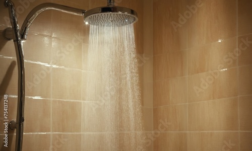 Shower room with running water shower