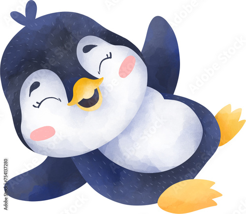 cute penguin, illustration on white background