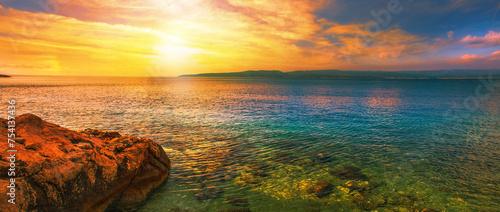 famous Brela resort  Makarska riviera  Dalmatia  Croatia  Europe  amazing sunset view