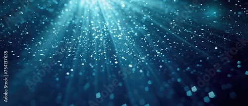 Abstract Blue Particle Lights Radiating Background