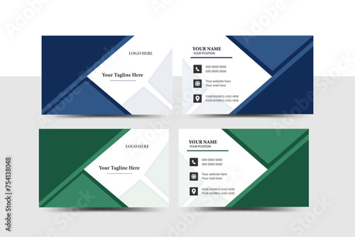 a bundle of 2 templates of different colors a4 business card, Modern and simple business card design, Personal visiting card with company logo. Vector illustration. creative card and business card.