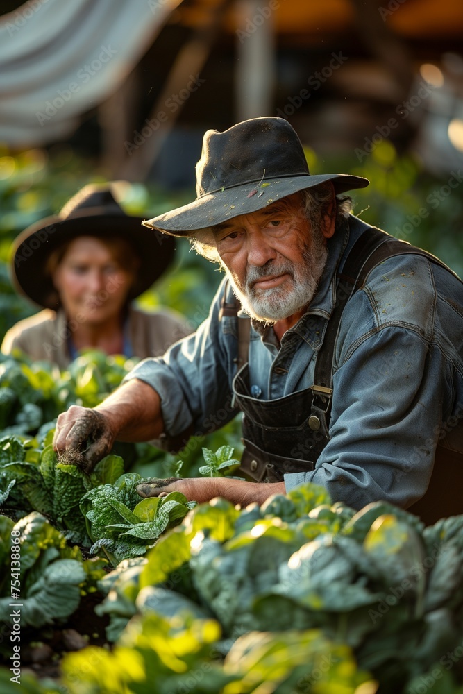 Farmer Harvesting Fresh Vegetables with Care and Dedication Farmer Harvesting Fresh Vegetables with Care and Dedication