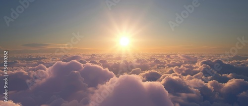 Mesmerizing Sunrise Above Fluffy Clouds Panorama photo