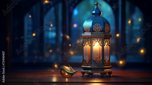 Radiant arabic lantern illuminating night: perfect ramadan kareem image for festive cards or invitations, capturing the spirit of celebration