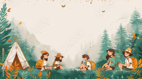 Greeting Card and Banner Design for Social Media and Educational Purposes of National Girl Scout Day Background
