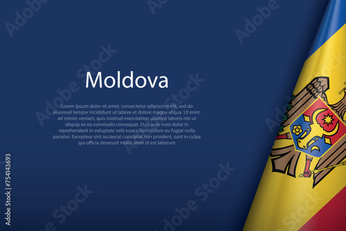 Moldova national flag isolated on background with copyspace