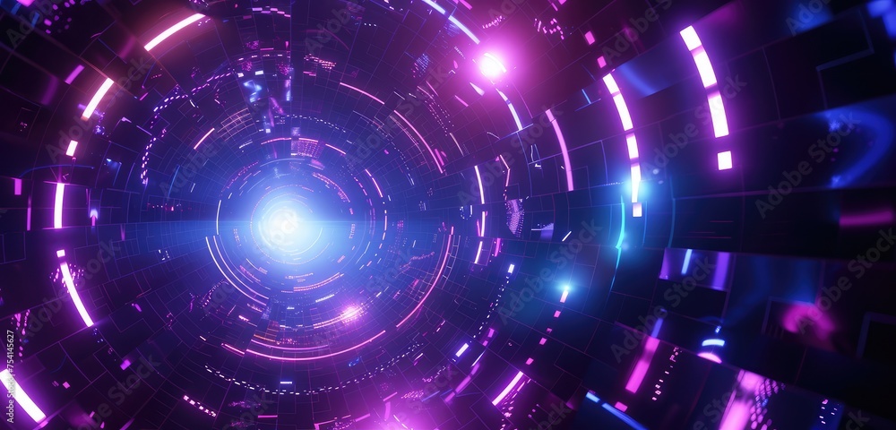 Abstract Futuristic Tunnel with Vibrant Lights Abstract Futuristic Tunnel with Vibrant Lights