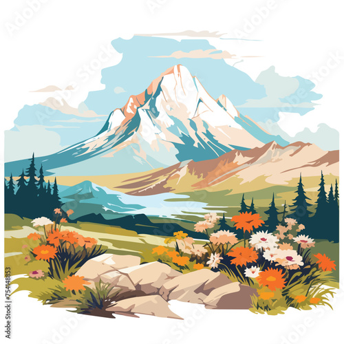 A serene riverside scene vector illustration