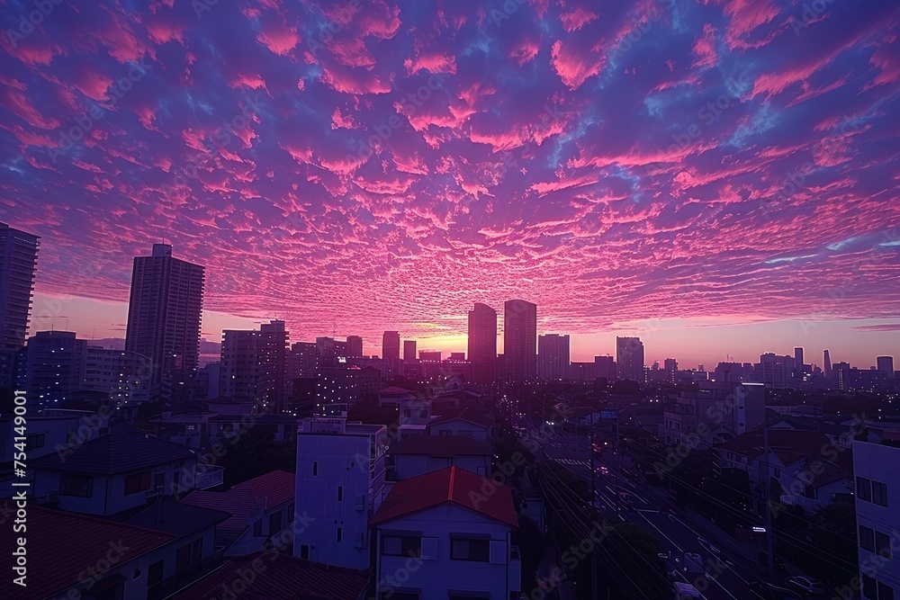 Fototapeta premium Dusk cloud sky over urban city professional photography